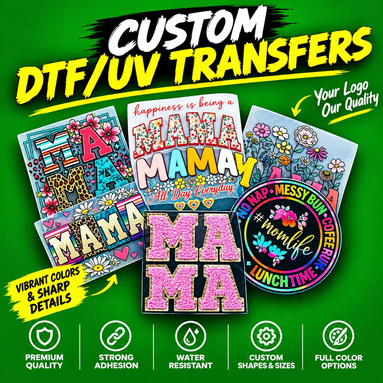 Custom DTF and UV transfers