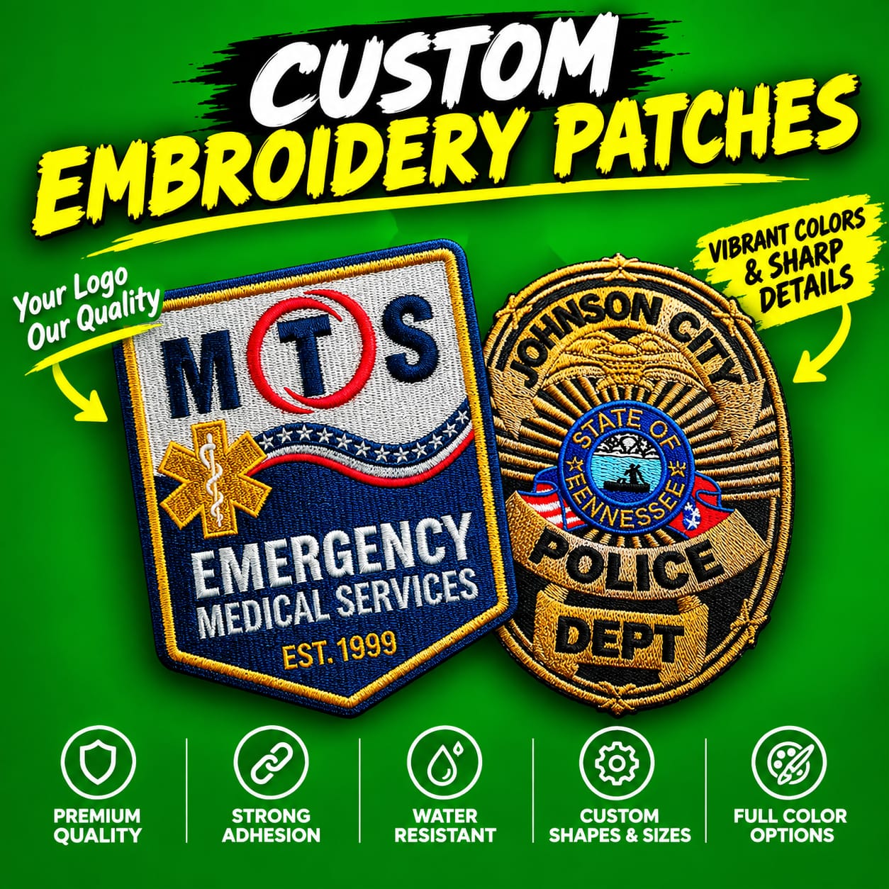 Custom embroidery patches