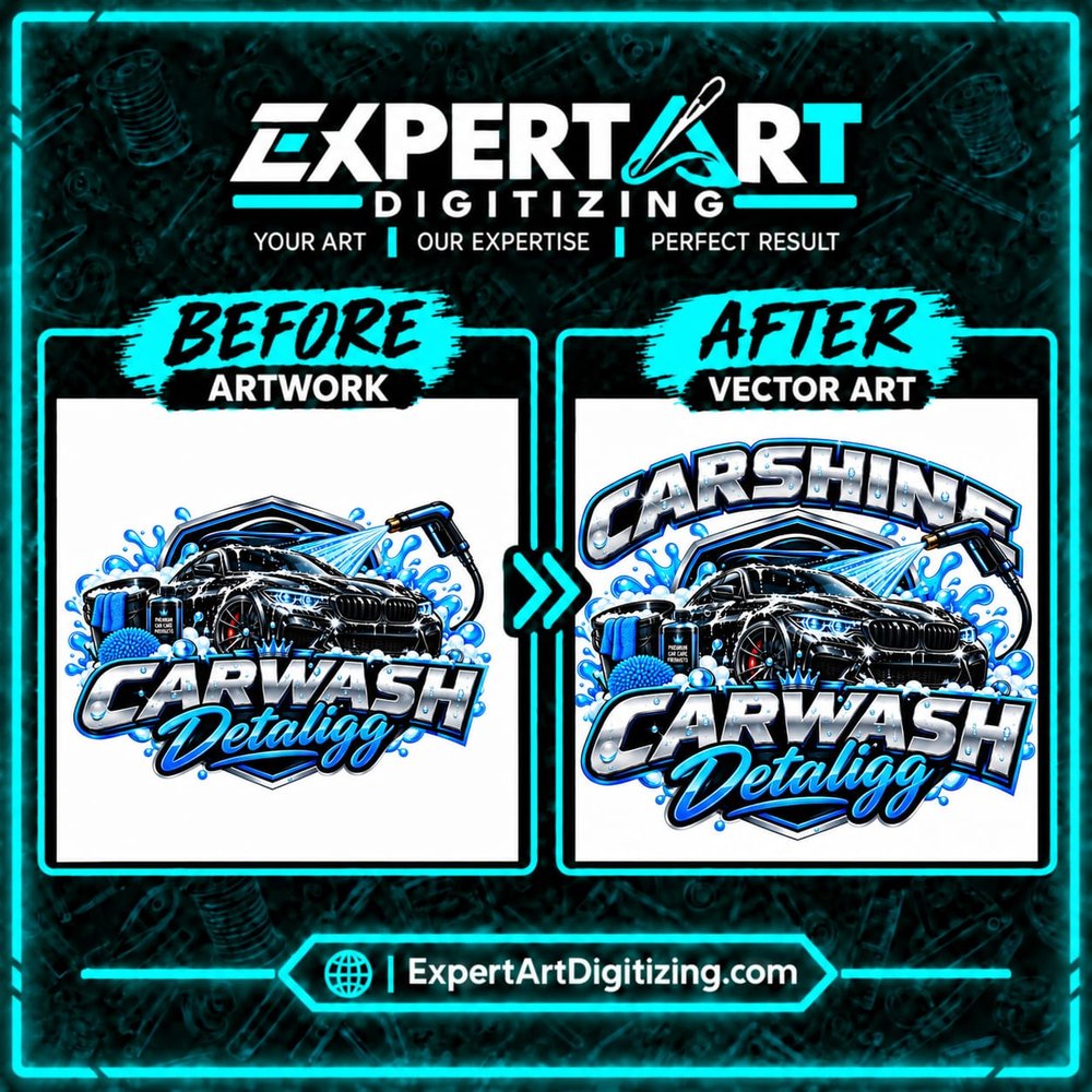 Carshine Carwash Detaligg before and after vector art